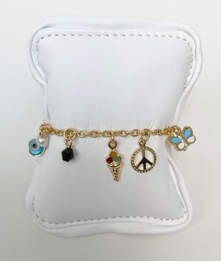 B022 Multi charm gold filled Bracelet