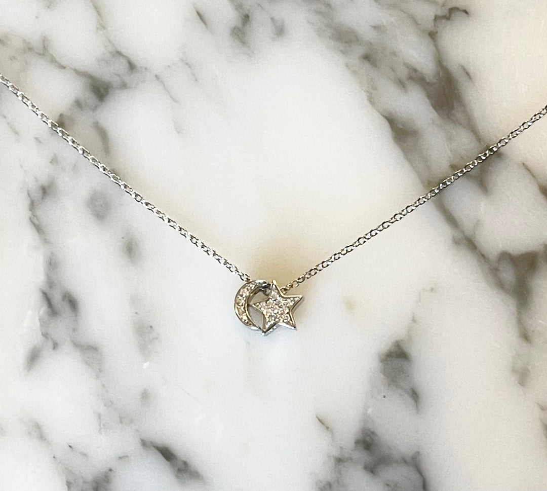 N039 Moon and Star Slider Pendant