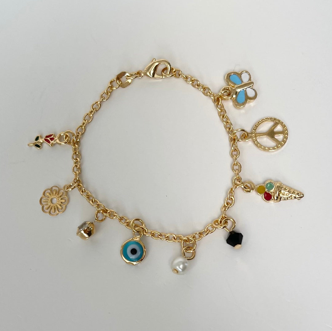 B022 Multi charm gold filled Bracelet