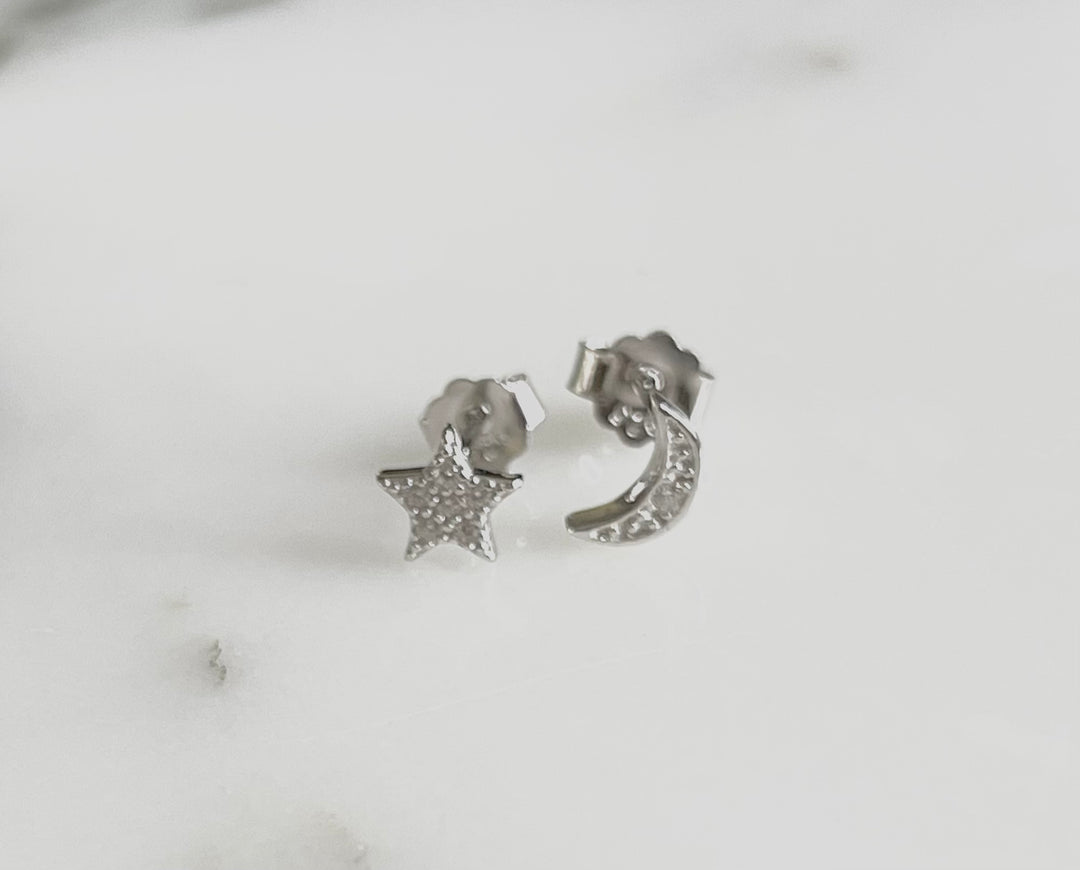 E003 Moon and  Star Earrings