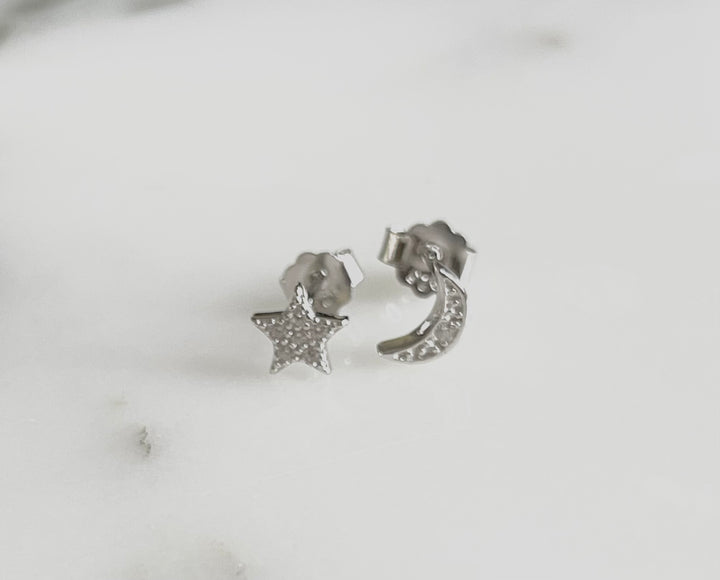 E003 Moon and  Star Earrings