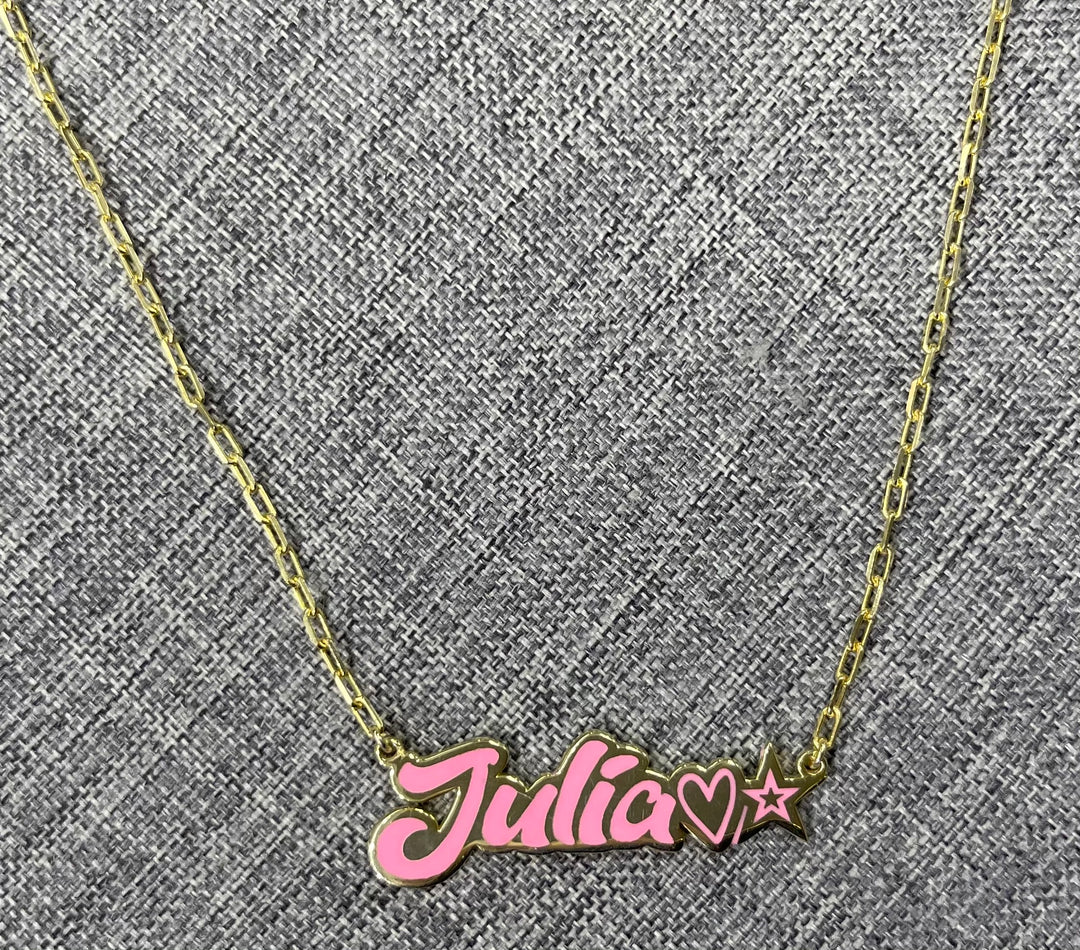 Personalized Enamel Name Plate Necklace