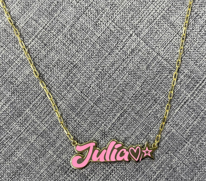 Personalized Enamel Name Plate Necklace