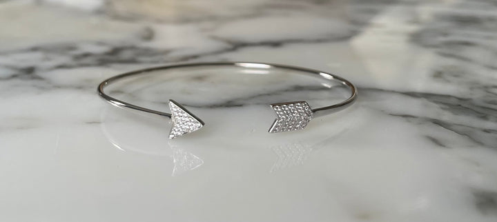 Arrow CZ Stainless Steel Bangle Bracelet