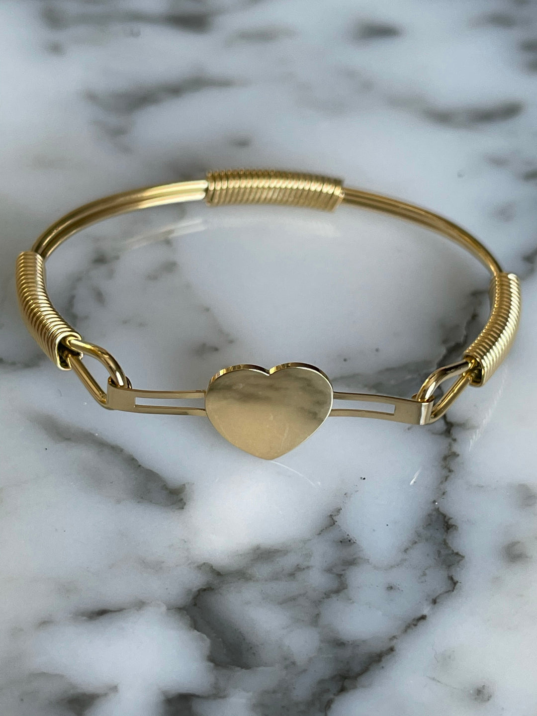 B030 Stainless Steel Gold Plated Heart Bracelet