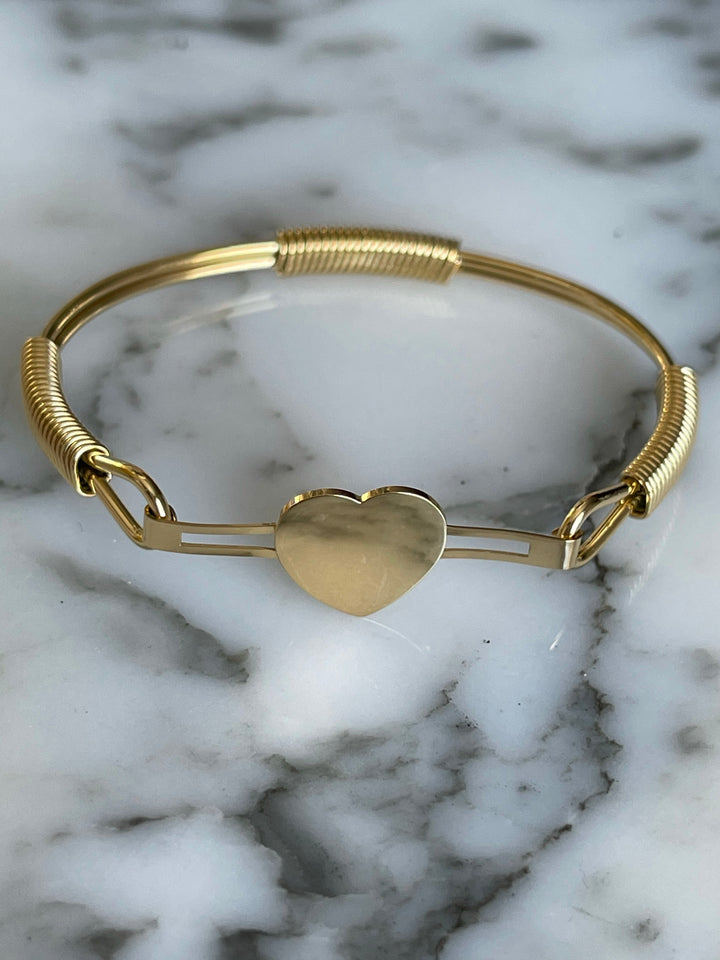 B030 Stainless Steel Gold Plated Heart Bracelet