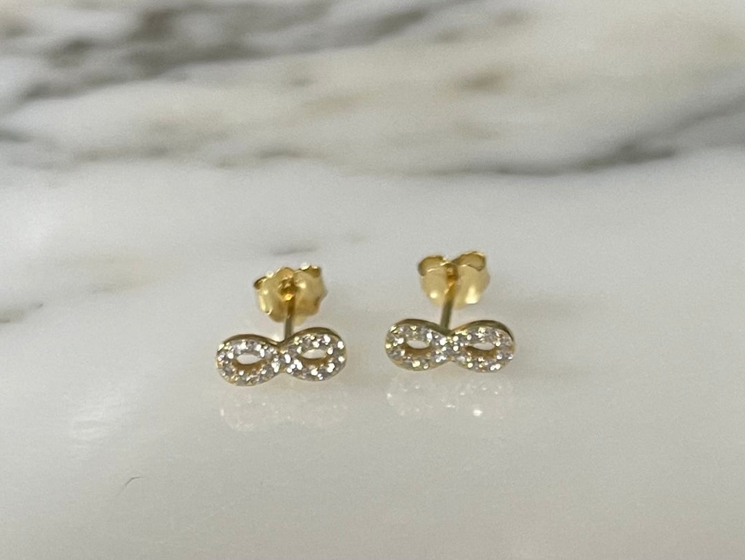 Infinity  CZ Earrings Sterling Silver Gold Plated