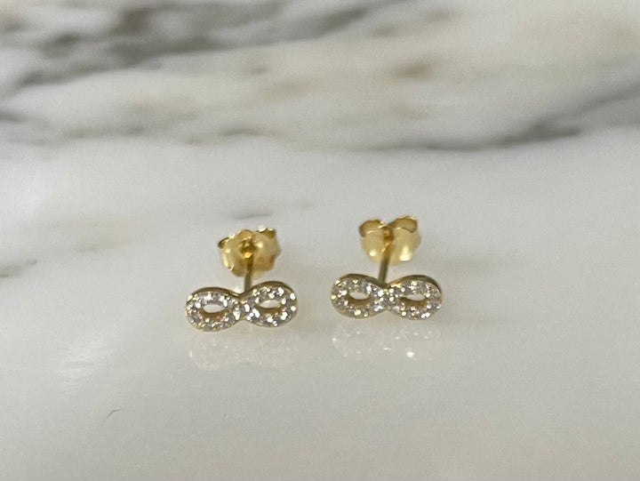 Infinity  CZ Earrings Sterling Silver Gold Plated
